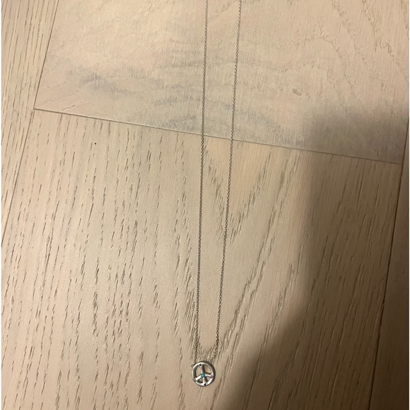 Elisa Solomon Silver Peace Sign Necklace w/Turquoise and Gems - Picture 2 of 4